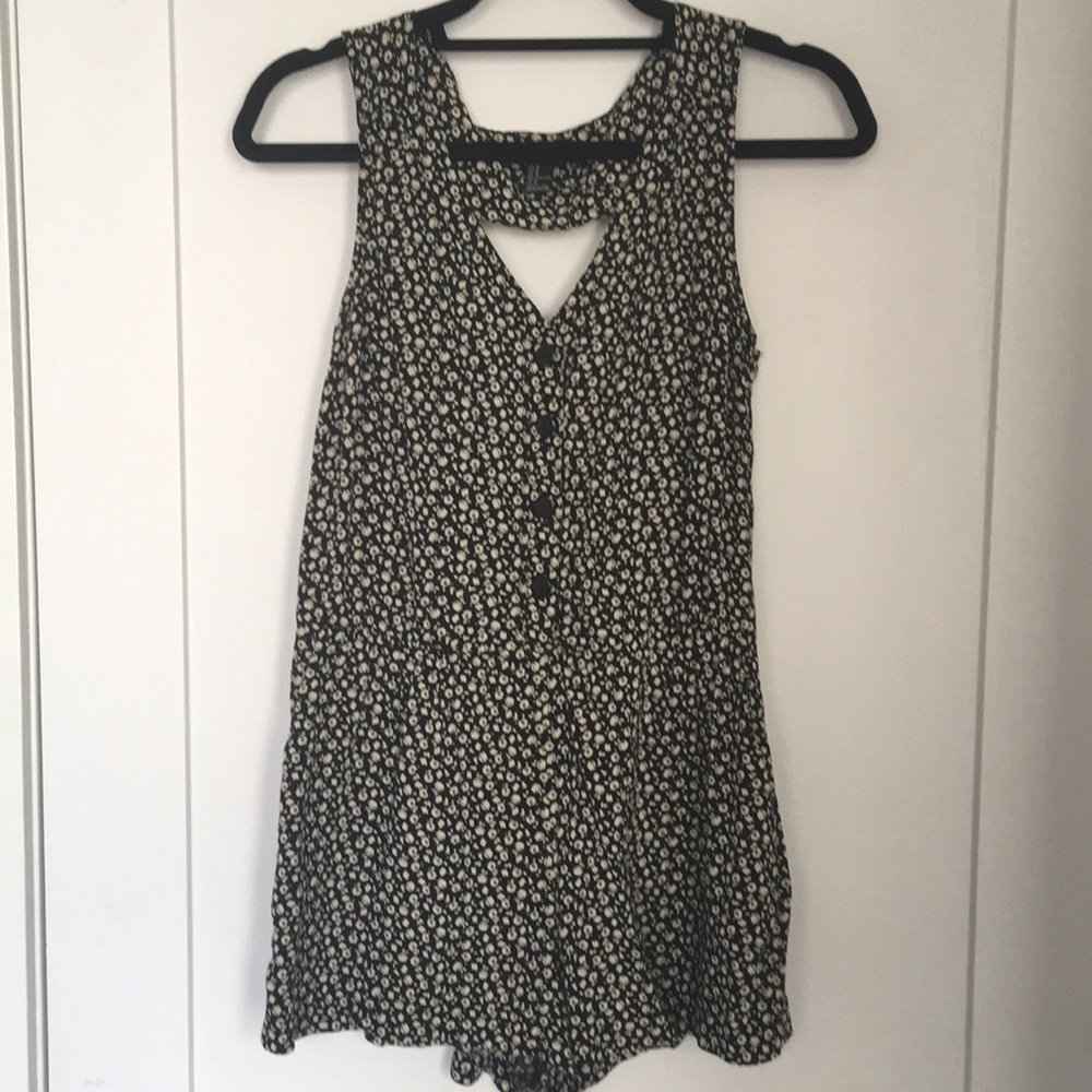 Black and cream flower romper
